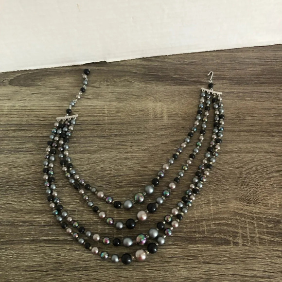 Faux Black Pearl Multi-strand Necklace - Picture 3 of 7